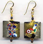 "Klimt" Square Venetian Bead dangle Earrings